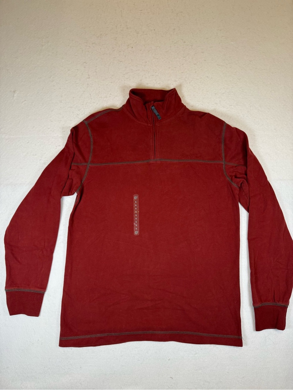 Timberland Red Cotton 1/4 Zip Long Sleeve Men's Pullover Shirt Size Medium NEW